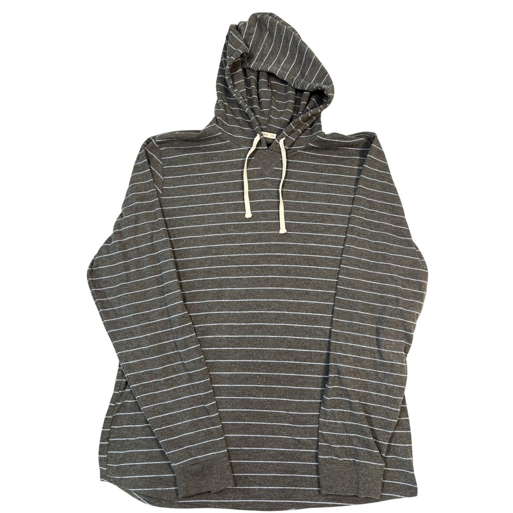 Marine Layer Mens Striped Lightweight Hoodie Charcoal Blue L/XL Pullover